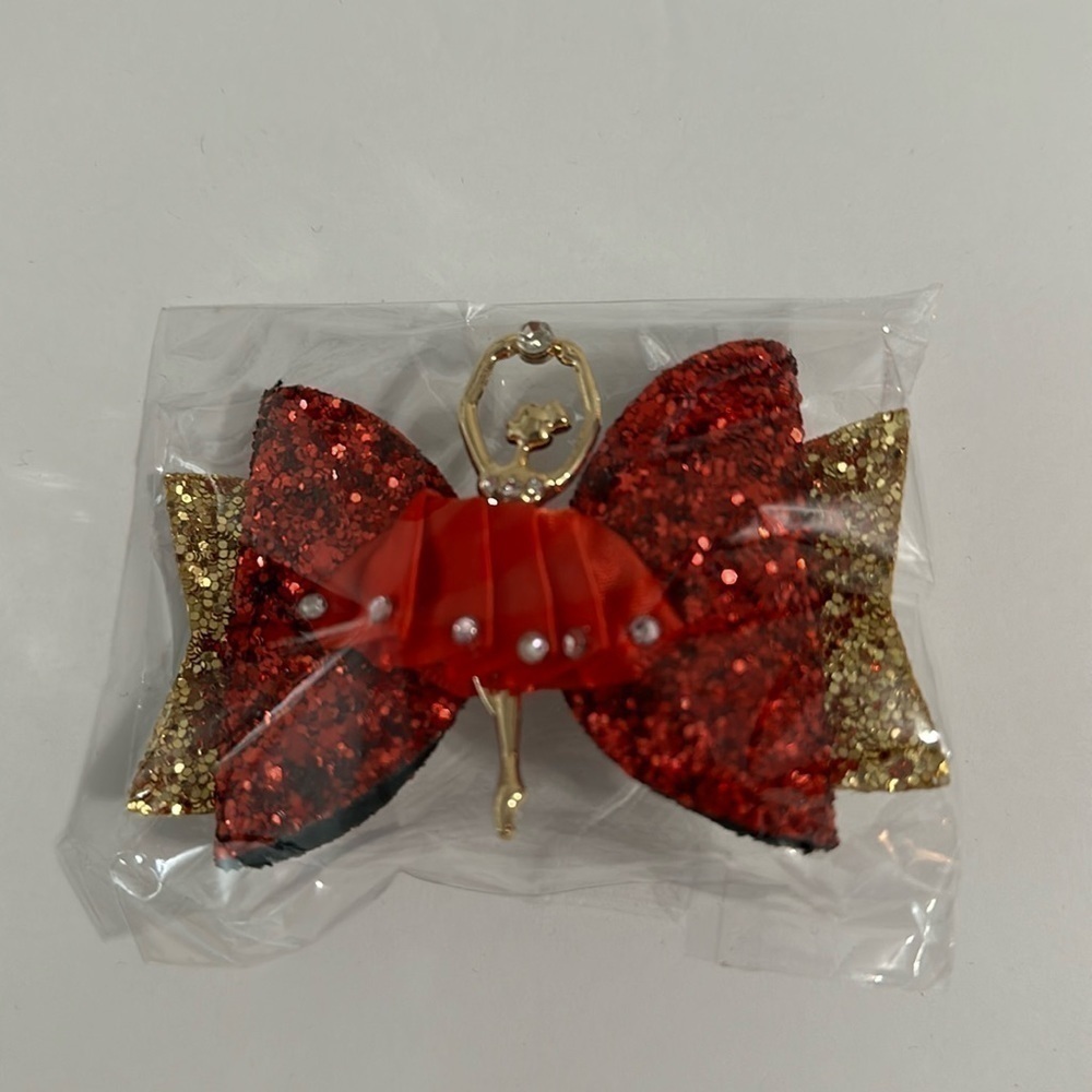 Girls Red Sparkly Ballerina Hair Clip Barrette